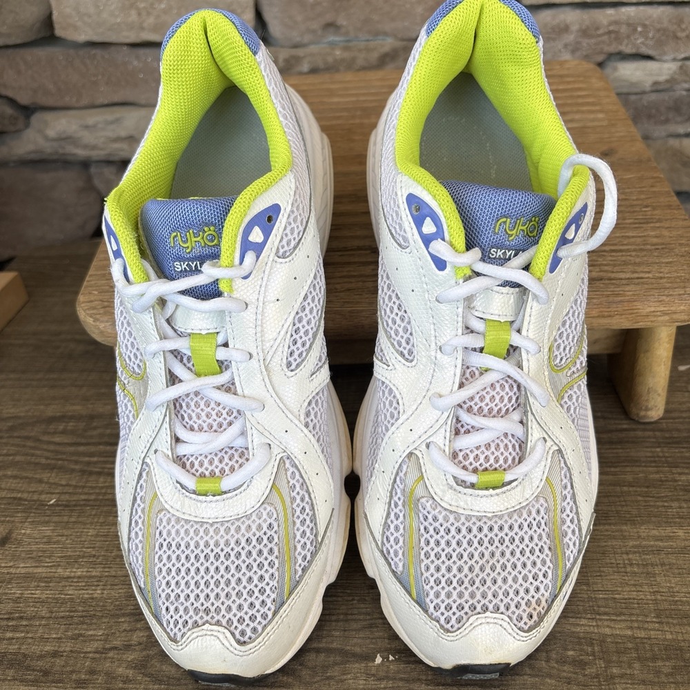 Ryka Women's Skylar  Stride Walking White W/ Blue Lime Accent Sneaker 8.5 Mesh - Picture 12 of 12